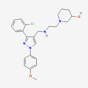 molecular formula C24H29ClN4O2 B6058254 1-[2-({[3-(2-chlorophenyl)-1-(4-methoxyphenyl)-1H-pyrazol-4-yl]methyl}amino)ethyl]-3-piperidinol 