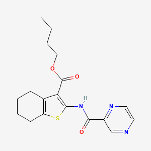 molecular formula C18H21N3O3S B6058293 butyl 2-[(2-pyrazinylcarbonyl)amino]-4,5,6,7-tetrahydro-1-benzothiophene-3-carboxylate 