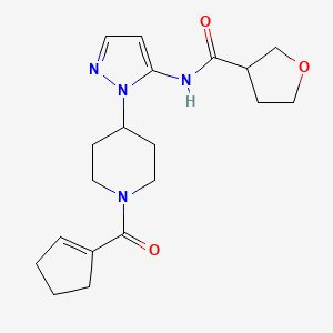 molecular formula C19H26N4O3 B6058335 N-{1-[1-(1-cyclopenten-1-ylcarbonyl)-4-piperidinyl]-1H-pyrazol-5-yl}tetrahydro-3-furancarboxamide 