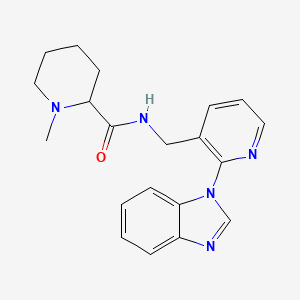 molecular formula C20H23N5O B6058338 N-{[2-(1H-benzimidazol-1-yl)-3-pyridinyl]methyl}-1-methyl-2-piperidinecarboxamide 