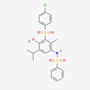 molecular formula C22H22ClNO5S2 B6058346 N-{3-[(4-chlorophenyl)sulfonyl]-4-hydroxy-5-isopropyl-2-methylphenyl}benzenesulfonamide 