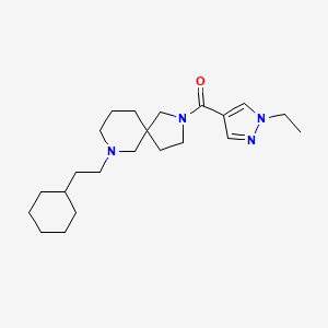 molecular formula C22H36N4O B6058374 7-(2-cyclohexylethyl)-2-[(1-ethyl-1H-pyrazol-4-yl)carbonyl]-2,7-diazaspiro[4.5]decane 