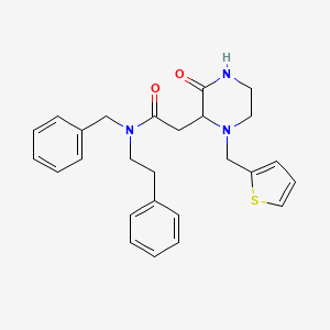 molecular formula C26H29N3O2S B6058391 N-benzyl-2-[3-oxo-1-(2-thienylmethyl)-2-piperazinyl]-N-(2-phenylethyl)acetamide 
