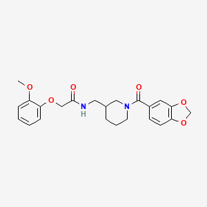 molecular formula C23H26N2O6 B6058403 N-{[1-(1,3-benzodioxol-5-ylcarbonyl)-3-piperidinyl]methyl}-2-(2-methoxyphenoxy)acetamide 