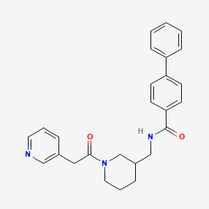 molecular formula C26H27N3O2 B6058439 N-({1-[2-(3-pyridinyl)acetyl]-3-piperidinyl}methyl)-4-biphenylcarboxamide 
