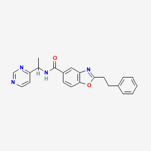 molecular formula C22H20N4O2 B6058463 2-(2-phenylethyl)-N-[1-(4-pyrimidinyl)ethyl]-1,3-benzoxazole-5-carboxamide 