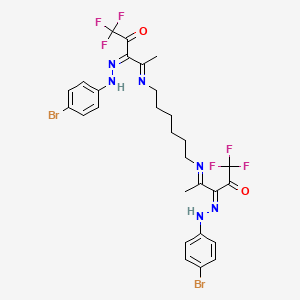 molecular formula C28H28Br2F6N6O2 B6058488 4,4'-(1,6-hexanediyldinitrilo)bis(1,1,1-trifluoro-2,3-pentanedione) 3,3'-bis[(4-bromophenyl)hydrazone] 