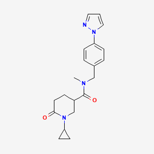 molecular formula C20H24N4O2 B6058494 1-cyclopropyl-N-methyl-6-oxo-N-[4-(1H-pyrazol-1-yl)benzyl]-3-piperidinecarboxamide 