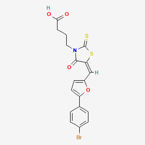 molecular formula C18H14BrNO4S2 B6058531 4-(5-{[5-(4-bromophenyl)-2-furyl]methylene}-4-oxo-2-thioxo-1,3-thiazolidin-3-yl)butanoic acid 