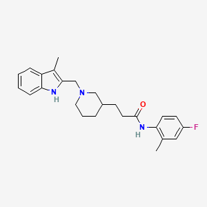 molecular formula C25H30FN3O B6058541 N-(4-fluoro-2-methylphenyl)-3-{1-[(3-methyl-1H-indol-2-yl)methyl]-3-piperidinyl}propanamide 