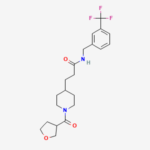 molecular formula C21H27F3N2O3 B6058561 3-[1-(tetrahydro-3-furanylcarbonyl)-4-piperidinyl]-N-[3-(trifluoromethyl)benzyl]propanamide 