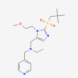 molecular formula C20H32N4O3S B6058577 N-{[2-[(2,2-dimethylpropyl)sulfonyl]-1-(2-methoxyethyl)-1H-imidazol-5-yl]methyl}-N-(4-pyridinylmethyl)ethanamine 