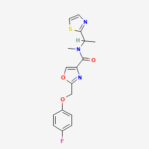 molecular formula C17H16FN3O3S B6058646 2-[(4-fluorophenoxy)methyl]-N-methyl-N-[1-(1,3-thiazol-2-yl)ethyl]-1,3-oxazole-4-carboxamide 
