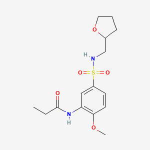molecular formula C15H22N2O5S B6058676 N-(2-methoxy-5-{[(tetrahydro-2-furanylmethyl)amino]sulfonyl}phenyl)propanamide 
