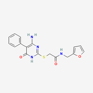 molecular formula C17H16N4O3S B6058683 2-[(4-amino-6-oxo-5-phenyl-1,6-dihydro-2-pyrimidinyl)thio]-N-(2-furylmethyl)acetamide 