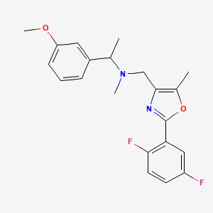 molecular formula C21H22F2N2O2 B6058712 N-{[2-(2,5-difluorophenyl)-5-methyl-1,3-oxazol-4-yl]methyl}-1-(3-methoxyphenyl)-N-methylethanamine 