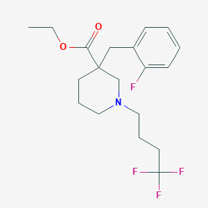 molecular formula C19H25F4NO2 B6058723 ethyl 3-(2-fluorobenzyl)-1-(4,4,4-trifluorobutyl)-3-piperidinecarboxylate 