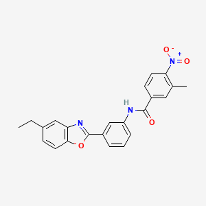 molecular formula C23H19N3O4 B6058746 N-[3-(5-ethyl-1,3-benzoxazol-2-yl)phenyl]-3-methyl-4-nitrobenzamide 