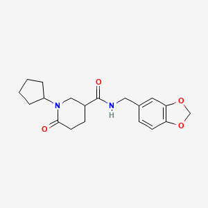 molecular formula C19H24N2O4 B6058754 N-(1,3-benzodioxol-5-ylmethyl)-1-cyclopentyl-6-oxo-3-piperidinecarboxamide 