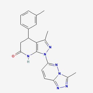 molecular formula C20H19N7O B6058760 3-methyl-4-(3-methylphenyl)-1-(3-methyl[1,2,4]triazolo[4,3-b]pyridazin-6-yl)-1,4,5,7-tetrahydro-6H-pyrazolo[3,4-b]pyridin-6-one 