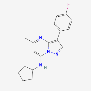 molecular formula C18H19FN4 B6058772 N-cyclopentyl-3-(4-fluorophenyl)-5-methylpyrazolo[1,5-a]pyrimidin-7-amine 