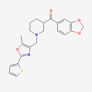 molecular formula C22H22N2O4S B6058801 1,3-benzodioxol-5-yl(1-{[5-methyl-2-(2-thienyl)-1,3-oxazol-4-yl]methyl}-3-piperidinyl)methanone 