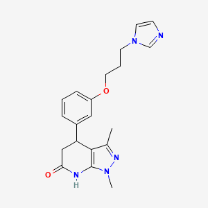 molecular formula C20H23N5O2 B6058816 4-{3-[3-(1H-imidazol-1-yl)propoxy]phenyl}-1,3-dimethyl-1,4,5,7-tetrahydro-6H-pyrazolo[3,4-b]pyridin-6-one 