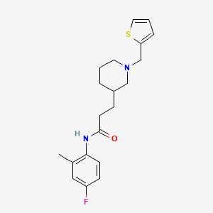 molecular formula C20H25FN2OS B6058875 N-(4-fluoro-2-methylphenyl)-3-[1-(2-thienylmethyl)-3-piperidinyl]propanamide 