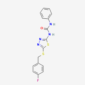 molecular formula C16H13FN4OS2 B6058947 N-{5-[(4-fluorobenzyl)thio]-1,3,4-thiadiazol-2-yl}-N'-phenylurea 