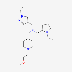 molecular formula C22H41N5O B6058964 1-(1-ethyl-1H-pyrazol-4-yl)-N-[(1-ethyl-2-pyrrolidinyl)methyl]-N-{[1-(2-methoxyethyl)-4-piperidinyl]methyl}methanamine 