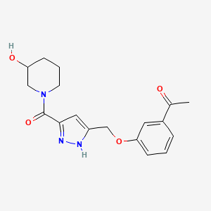 molecular formula C18H21N3O4 B6058973 1-[3-({3-[(3-hydroxy-1-piperidinyl)carbonyl]-1H-pyrazol-5-yl}methoxy)phenyl]ethanone 