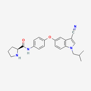 B605898 (2S)-N-[4-[[3-Cyano-1-(2-methylpropyl)-1H-indol-5-yl]oxy]phenyl]-2-pyrrolidinecarboxamide CAS No. 1704740-52-2