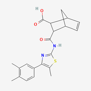 molecular formula C21H22N2O3S B6058980 3-({[4-(3,4-dimethylphenyl)-5-methyl-1,3-thiazol-2-yl]amino}carbonyl)bicyclo[2.2.1]hept-5-ene-2-carboxylic acid 