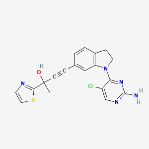molecular formula C19H16ClN5OS B605900 4-(1-(2-氨基-5-氯嘧啶-4-基)吲哚-6-基)-2-(噻唑-2-基)丁-3-炔-2-醇 CAS No. 1202764-53-1
