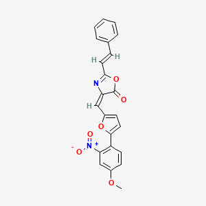 molecular formula C23H16N2O6 B6059009 4-{[5-(4-methoxy-2-nitrophenyl)-2-furyl]methylene}-2-(2-phenylvinyl)-1,3-oxazol-5(4H)-one 