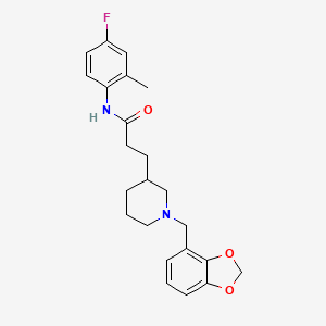 molecular formula C23H27FN2O3 B6059027 3-[1-(1,3-benzodioxol-4-ylmethyl)-3-piperidinyl]-N-(4-fluoro-2-methylphenyl)propanamide 