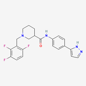 molecular formula C22H21F3N4O B6059028 N-[4-(1H-pyrazol-5-yl)phenyl]-1-(2,3,6-trifluorobenzyl)-3-piperidinecarboxamide 