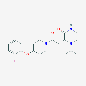 molecular formula C20H28FN3O3 B6059055 3-{2-[4-(2-fluorophenoxy)-1-piperidinyl]-2-oxoethyl}-4-isopropyl-2-piperazinone 