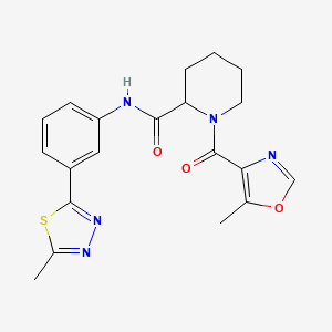 molecular formula C20H21N5O3S B6059066 1-[(5-methyl-1,3-oxazol-4-yl)carbonyl]-N-[3-(5-methyl-1,3,4-thiadiazol-2-yl)phenyl]-2-piperidinecarboxamide 