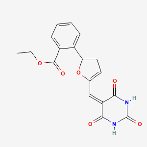 molecular formula C18H14N2O6 B6059069 ethyl 2-{5-[(2,4,6-trioxotetrahydro-5(2H)-pyrimidinylidene)methyl]-2-furyl}benzoate 