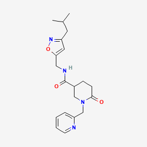 molecular formula C20H26N4O3 B6059098 N-[(3-isobutyl-5-isoxazolyl)methyl]-6-oxo-1-(2-pyridinylmethyl)-3-piperidinecarboxamide 