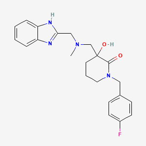 molecular formula C22H25FN4O2 B6059148 3-{[(1H-benzimidazol-2-ylmethyl)(methyl)amino]methyl}-1-(4-fluorobenzyl)-3-hydroxy-2-piperidinone 