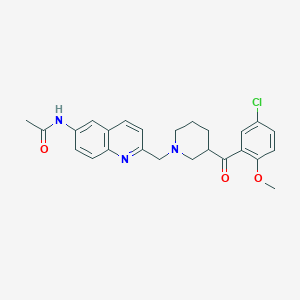 molecular formula C25H26ClN3O3 B6059170 N-(2-{[3-(5-chloro-2-methoxybenzoyl)-1-piperidinyl]methyl}-6-quinolinyl)acetamide 