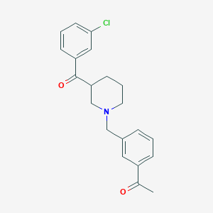 molecular formula C21H22ClNO2 B6059180 1-(3-{[3-(3-chlorobenzoyl)-1-piperidinyl]methyl}phenyl)ethanone 