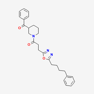 molecular formula C27H31N3O3 B6059207 phenyl(1-{3-[5-(4-phenylbutyl)-1,3,4-oxadiazol-2-yl]propanoyl}-3-piperidinyl)methanone 