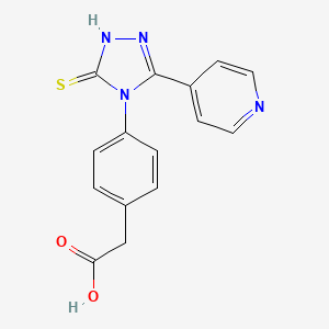 molecular formula C15H12N4O2S B6059247 {4-[3-mercapto-5-(4-pyridinyl)-4H-1,2,4-triazol-4-yl]phenyl}acetic acid 