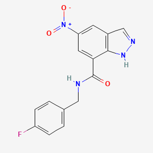 molecular formula C15H11FN4O3 B6059261 N-(4-fluorobenzyl)-5-nitro-1H-indazole-7-carboxamide 