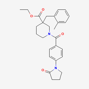 molecular formula C27H32N2O4 B6059287 ethyl 3-(2-methylbenzyl)-1-[4-(2-oxo-1-pyrrolidinyl)benzoyl]-3-piperidinecarboxylate 