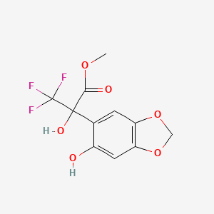 molecular formula C11H9F3O6 B6059289 methyl 3,3,3-trifluoro-2-hydroxy-2-(6-hydroxy-1,3-benzodioxol-5-yl)propanoate 