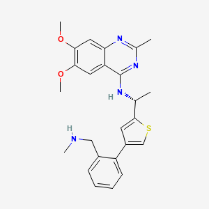 molecular formula C25H28N4O2S B605931 (R)-6,7-Dimethoxy-2-methyl-N-(1-(4-(2-((methylamino)methyl)phenyl)thiophen-2-yl)ethyl)quinazolin-4-amine CAS No. 2244904-70-7